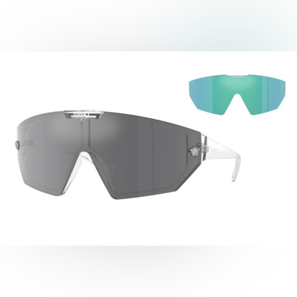 NEW VERSACE SHIELD SUNGLASSES MOD 4461 148/6V GREY BLUE VE4461 1486V EYEWEAR